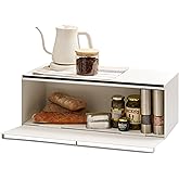 YAMAZAKI Home Tower Wide Bread Box Keeper Holder Container, Metal Bread Holder Saver, Large Counter Storage - Steel