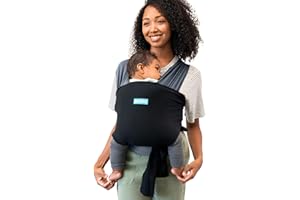 Moby Baby Wrap Carrier Easy-Wrap for Newborns to Toddlers (8-33lbs), Infant Sling Carrier, Lightweight & Hands Free Design for Mom and Dad, Adjustable for All Body Types (Charcoal/Black)