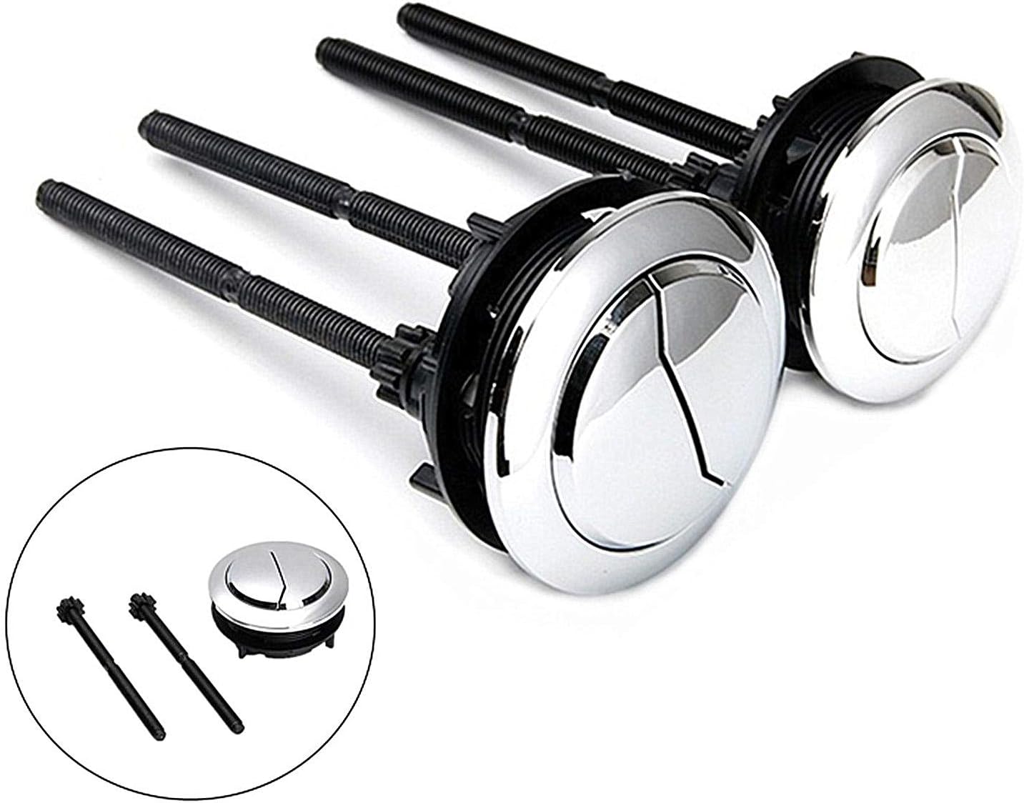 2Pcs 48mm Toilet Push Button Chrome Dual Water Tank Push Button - Circular