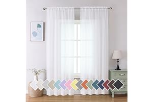Aiyufeng 2 Pack: Basic White Sheer Curtain Drapes for Living Room 84 Inch Length 2 Panels, Light Filtering Voile Drapes for Bedroom, Patio, Sliding Door, Each 40" W x 84" L