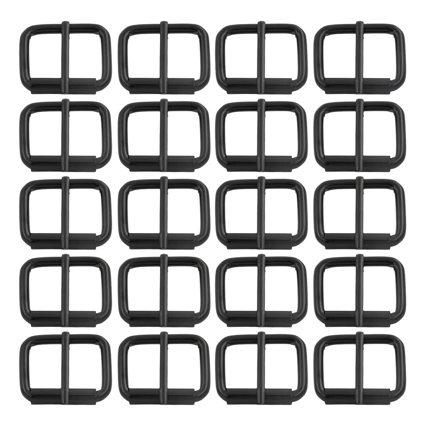 BIKICOCO Roller Buckle, 1 x 3/4 Inch Heel Rolling Bar Buckles for Bags Leather Webbing Straps, Black - Pack of 20