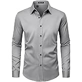 ROUWELL Men’s Wrinkle Free Dress Shirts Regular Fit Long Sleeve Non Iron Business Casual Wedding Stretch Button Down Shirt
