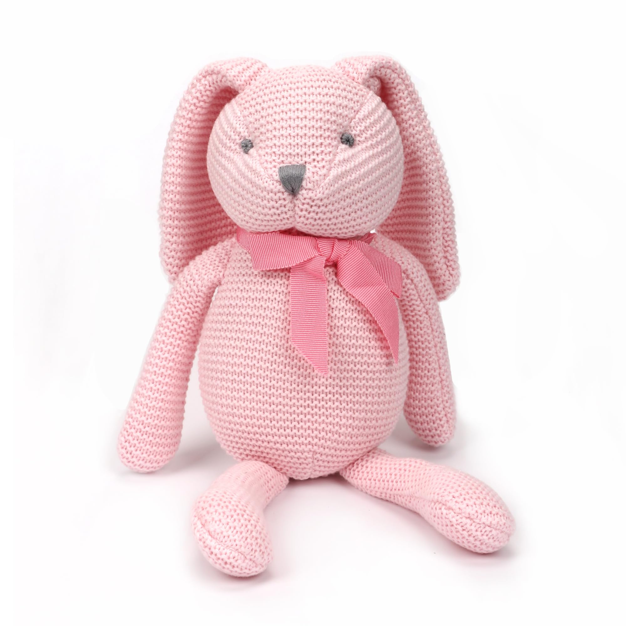 FLUFFYFUN 100% Organic Cotton Pink Bunny Rabbit Teddy 7.1", Baby Teddy Soft Toys for Newborn — image 1