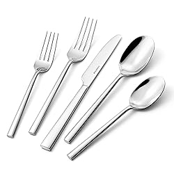 KINGSTONE Silverware Set, 20-Piece Forged Flatware