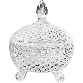 VANTOBEST 180ML/6OZ Clear Glass Candy Jar with Lid Candy Crystal Storage Container for Cookies Jewelry Kitchen Pantry Home Decoration