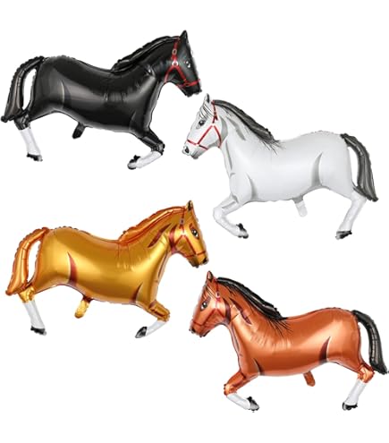 Kit Décoration Fête Cheval - 55 Pièces (ballons, Drapeaux, Fourchettes) Pour Anniversaire Enfant Thème équestre