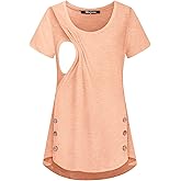 Quinee Women's Casual Button Side Nursing Tops Maternity Breastfeeding Tunic