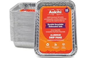 AAKIHI 50 Pack Drip Pan Liners for Ninja OG701/OG751/OG700- Woodfire Outdoor Grill & Smoker - Compatible with Weber Genesis - Spirit - Q Series - Disposable Aluminum Foil Grease Tray
