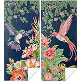 2 Pack Vibrant Tropical Leaves Jungle Bird Hummingbirds Flower Beach Towel Microfiber Quick Dry Oversized Swim Towels Beach Accessories Cruise Vacation Necessities for Pool Camping Travel 32x71 inch