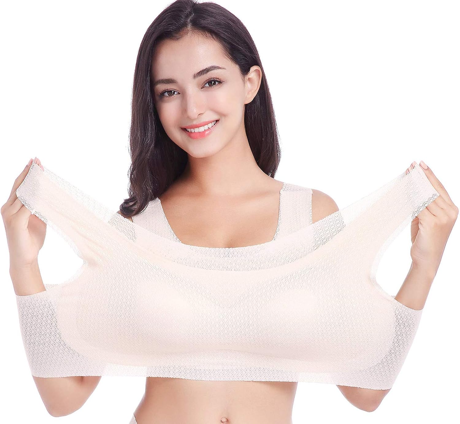 FEOYA Women's Plus Size Stretch Sleep Bra Wirefree Seamless Soft Sport Bra AD Cups at Amazon