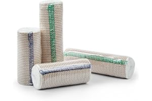 D&H Medical Elastic Bandage Wrap-4 Pack Premium Elastic Bandages with Velcro Closure | 2 Rolls of Each Size(4 Inch x 4.6 Meter & 6 Inch x 4.6 Meter),Compression Bandage for Wrist, Calf, Ankle, Foot