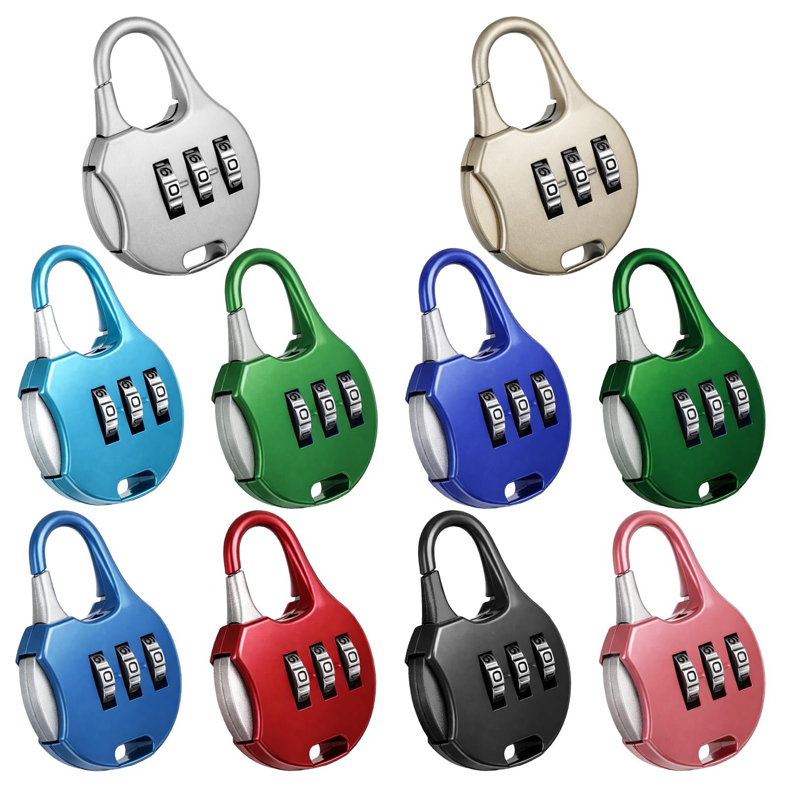 Photo 1 of 10 Pieces Combination Lock 3 Digit Combinations Padlock Resettable Combo Locks Safe Cipher Locks Outdoor Waterproof Padlock Mini Combination Resettable Number