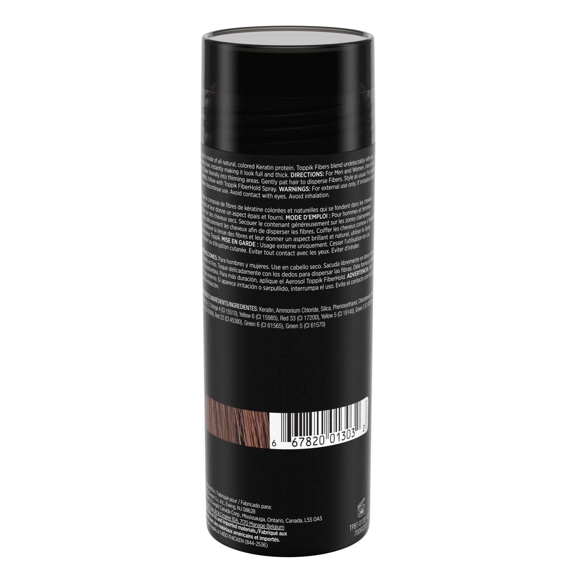 TOPPIK Hair Building Fibers, Fill In Fine or Thinning Hair Instantly Thicker, Fuller Looking Hair 9 Shades,4 size options