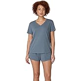 Hanes womens Pajamas Set, Originals Supersoft Sleepwear for Women, V-neck T-shirt & Sleep Shorts Loungewear Set
