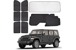 XCBYT 2019-2024 Wrangler Window Shades | 6 Layers Thickened Car Window Covers | 2 in 1 Car Full Window Privacy Curtains | 100% Blackout Window Shade and Heat Insulation for Camping Napping (8 PCS)