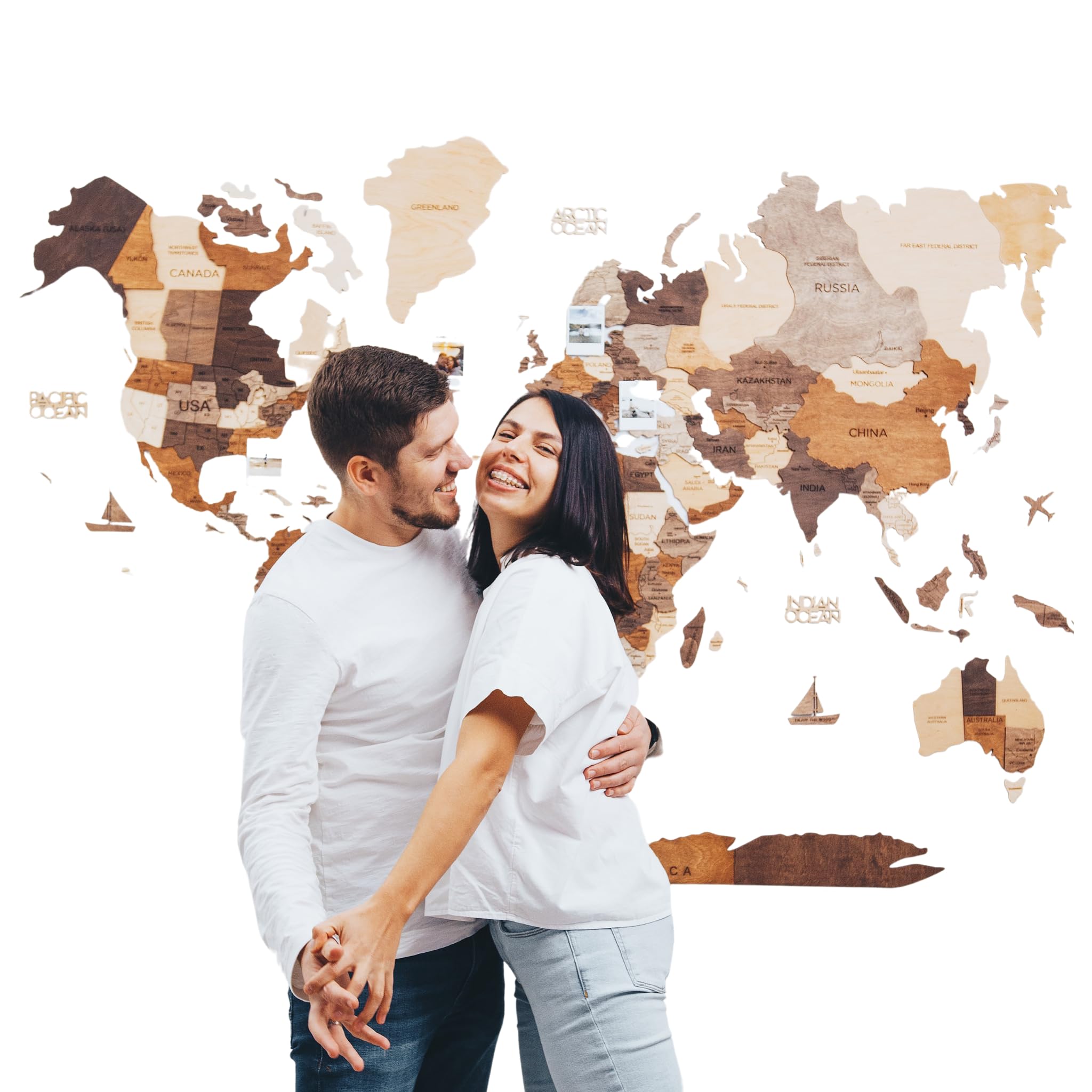 Enjoy The Wood 3D Wood World Map Wall Art Large