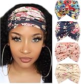 DRESHOW 4 Pack Turban Headbands Women Wide Vintage Knoted Hair Accessories