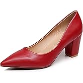 VenusCelia Women's Lewin Pump Chunky Heel Shoe