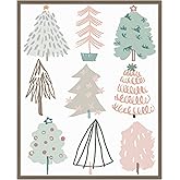 Amanti Art Framed Canvas Wall Art 28x23 Christmas Tree Sketchbook I by June Erica Vess, Framed Canvas, Abstract Artwork, Modern, Casual Decor, Medium Poster Painting for Living Room, Bedroom, Office