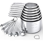 TILUCK Stainless Steel Measuring Cups & Spoons Set,Coffee Scoop Spoon,Kitchen Gadgets for Cooking & Baking,Set of
