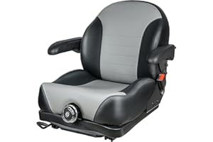 TICSEA Universal Suspension Seat with Retractable Seatbelt Adjustable Armrests Weight Adjustment for Zero Turn Lawn Mowers & Tractors fits John Deere Scag Bad Boy Ferris Hustler Gravely