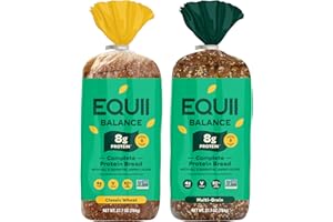 EQUII Balance Protein + Fiber Bread Bundle - Classic Wheat & Multi Grain - Vegan - 8g Protein per Slice - 4 Grams of Fiber - Low Sugar - Low Carbs - 9 Essential Amino Acids - 2 Loaves - 27.7oz (784g)