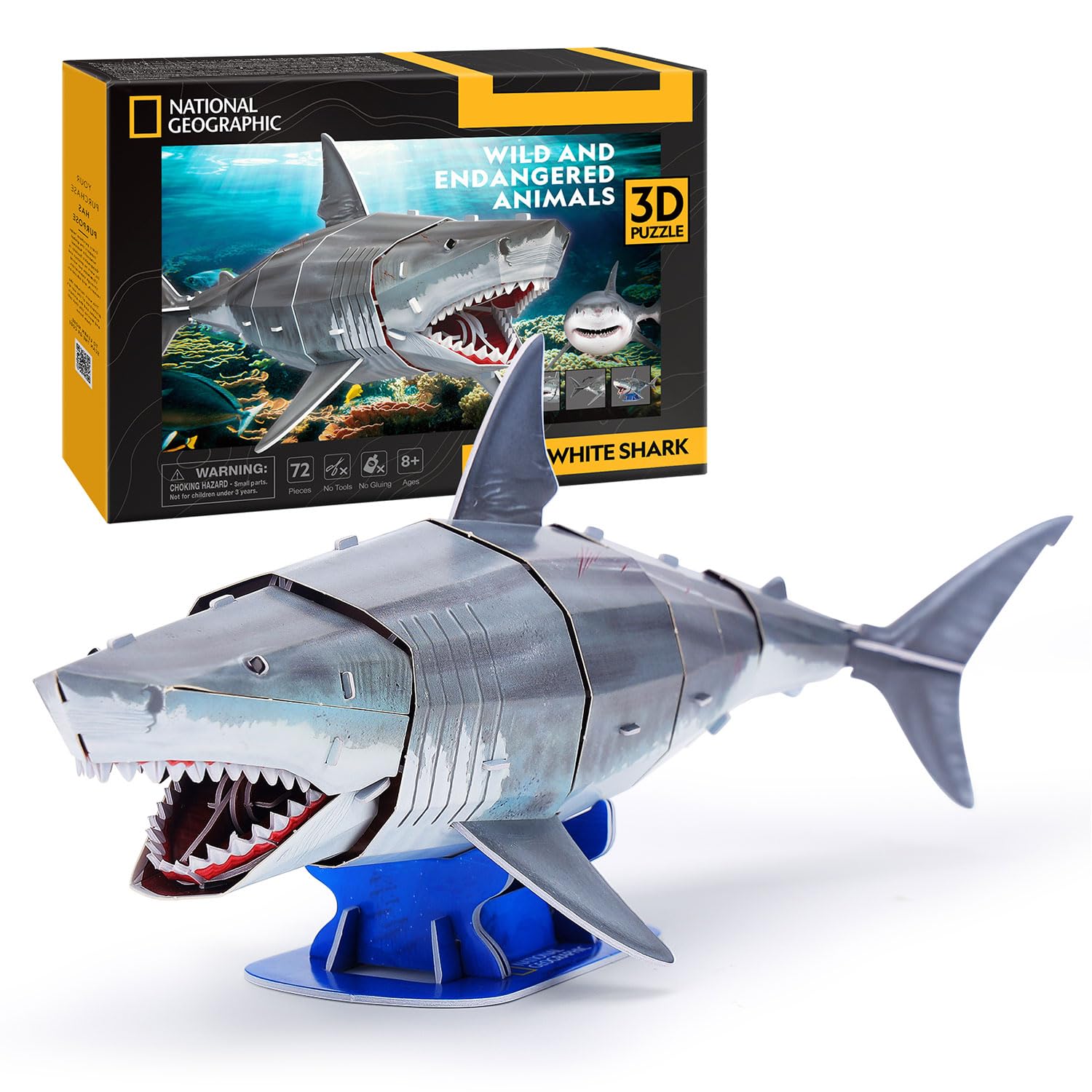Party Town - White Shark | 3d Puzzle | Model Kits | Puzzles for adults | Puzzles For Kids | craft kit | jigsaw puzzle | model building | model kit | 78 pieces