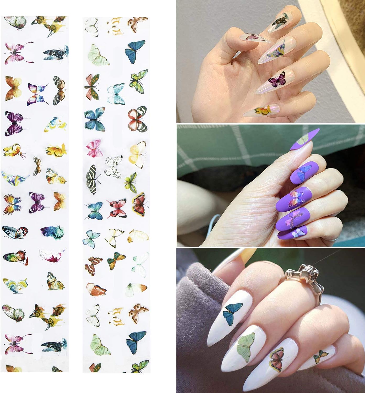 Butterfly Nail Art Foil Transfer Decals, 10 Sheets Butterfly Foil Nail Art Decals Adhesive Decals Starry Manicure Transfer Nail Art Decals DIY Decoration Kit (Green): Arts, Crafts & Sewing