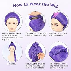 morvally 33.5 Inches Purple Long Braided Ponytail