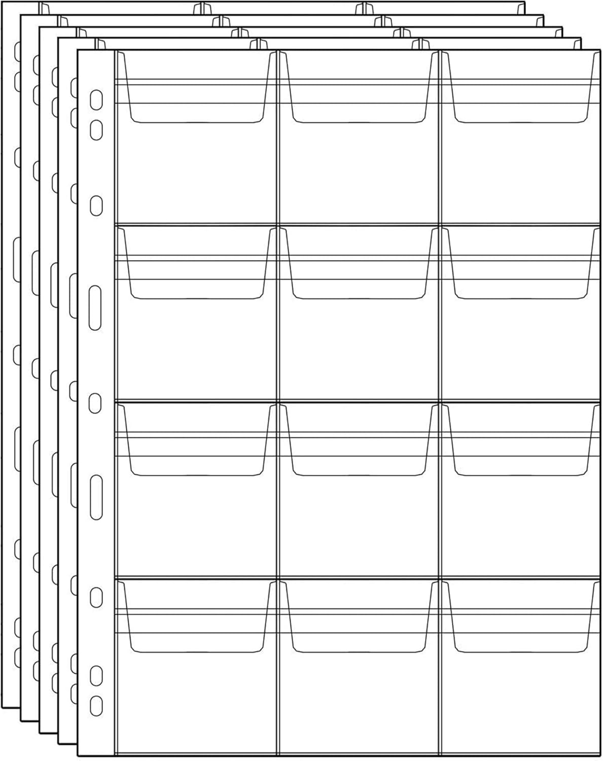 Uncle Paul Coin Collecting Pages 5 Sheets 12 Pockets Standard 9Hole Coin Pocket Inserts Collecting Sleeves for Coins CS03512: Toys & Games