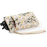 MoKo Double Eyeglasses Pouch with Carrying Strap, Large Squeeze Top Portable Sunglass Case with Cleaning Cloth