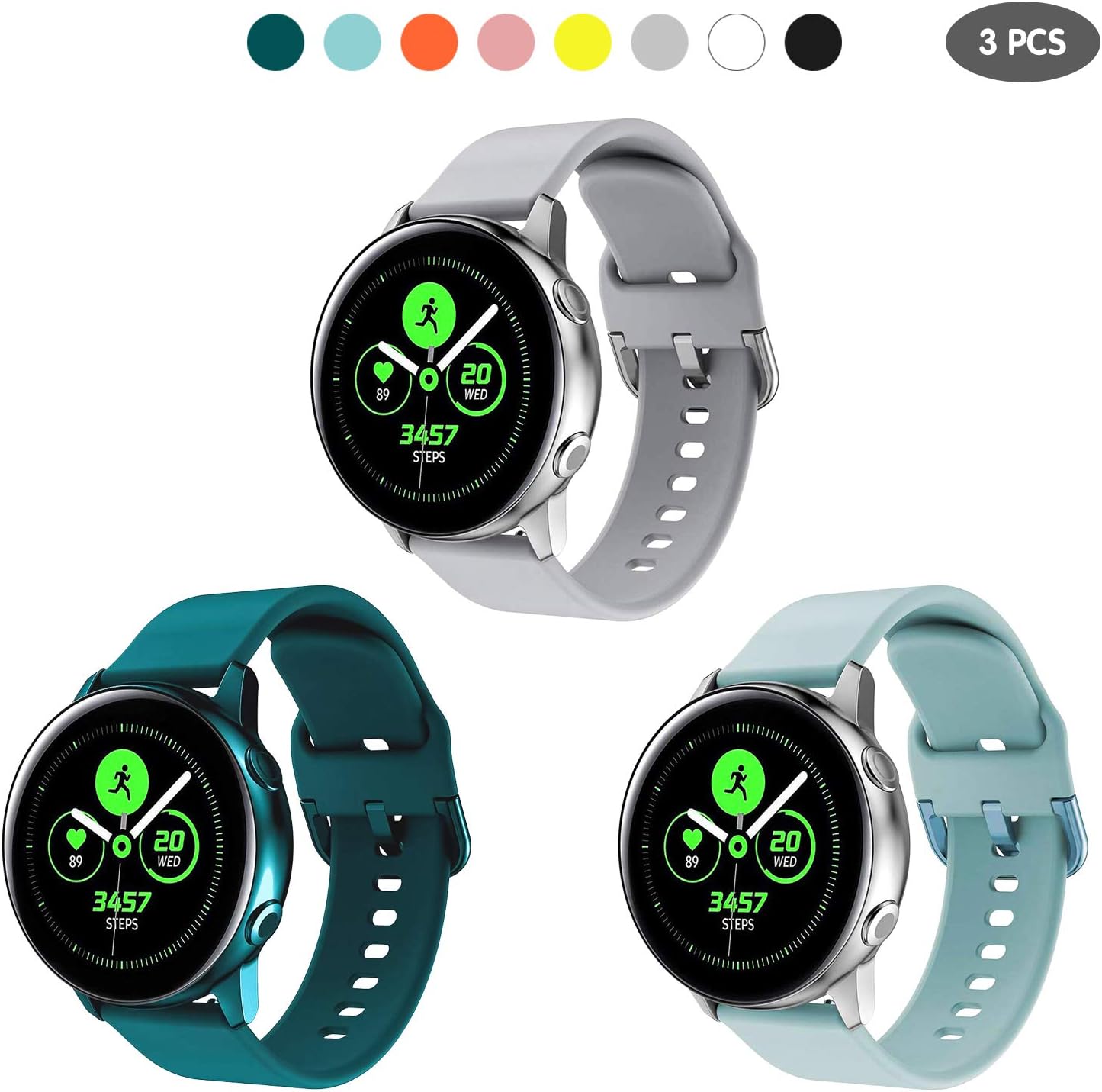 Straps Compatible with Amazfit GTS - 20mm Watch Strap for Amazfit GTS 2/ 2 Mini/ 2e/ Amazfit Bip/ Bip Lite, Silicone Replacement Wristband fit for Amazfit GTR 42 mm. (3colorB)