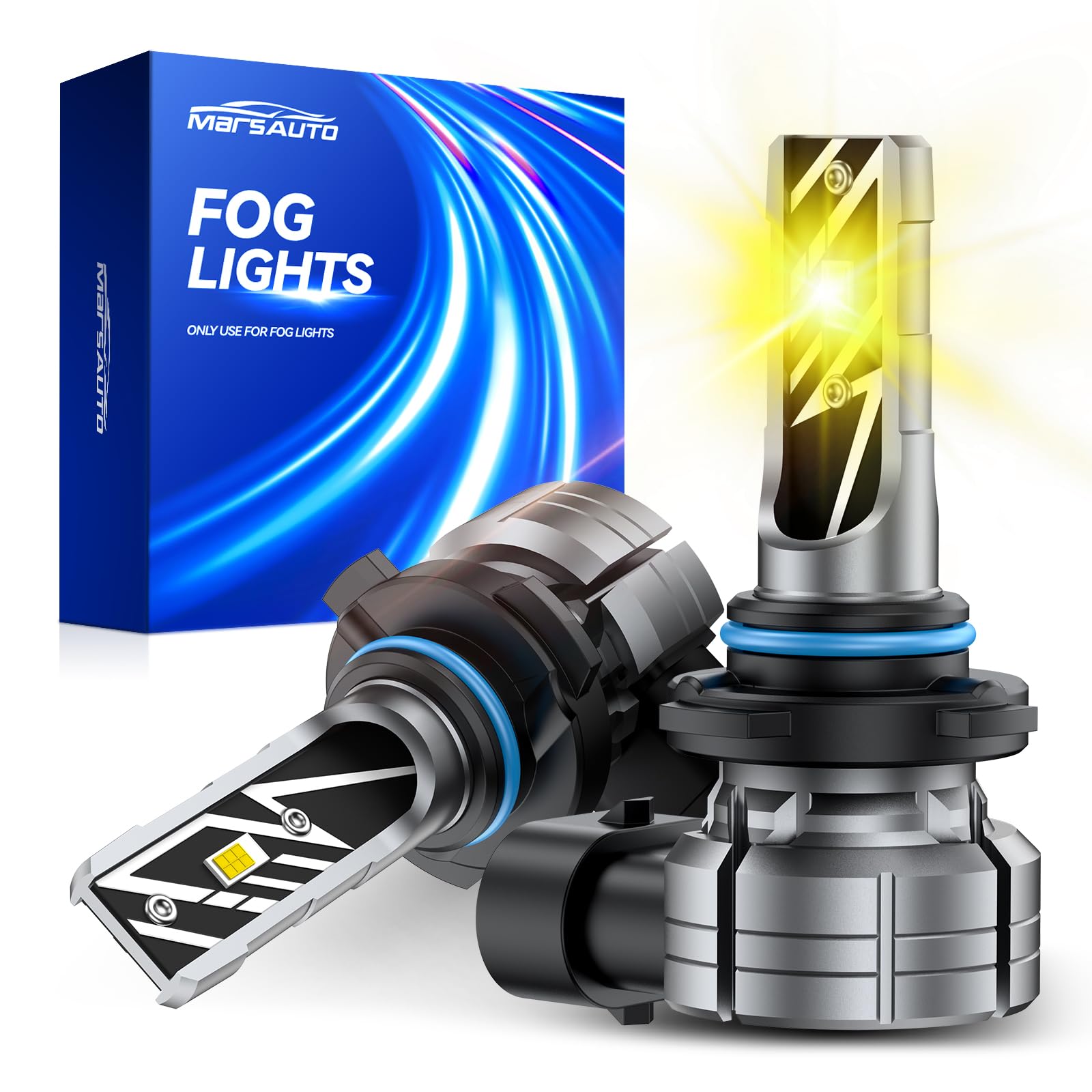 Marsauto H10 9145 LED Fog Light Bulbs Yellow, 14,000LM 3000K Amber H10 9140 9145 LED Bulb Yellow Fog Lights, Non-Polarity 70000 HRS Lifespan for Fog Lights and DRL, Side Marker & Cornering & Combos Image