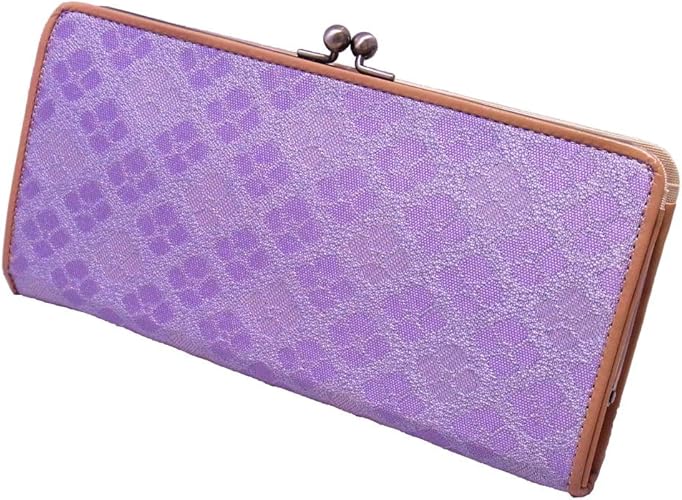 Amazon Ortensia オルテンシア がま口 長財布 紫陽花 花柄 和柄 日本製 京都 西陣織 牛革 本革 スリム レディース 女性 シルク100 のオリジナル帯地を使用 Ortensia 財布