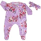 Aori Lifelike Reborn Baby Dolls Clothes 20 inch Purple Clothing Floral Jumpsuits Set for 17-20 Inch Newborn Girl Doll