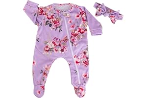 Aori Lifelike Reborn Baby Dolls Clothes 20 inch Purple Clothing Floral Jumpsuits Set for 17-20 Inch Newborn Girl Doll