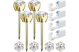 Nunpag 12 Pcs Ear Piercing Kit Disposable Ear Piercing Gun Kit with 4 Pcs 6 Prong Setting Cubic Zirconia Earrings Stud 316L Stainless Steel Easy to Use at Home Self Ear Piercer Gun Kit Tool