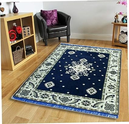 SANSEZZ Zeometric Ethnic Velvet Touch Abstract Chenille Carpet (5Feet X 7Feet) Multi