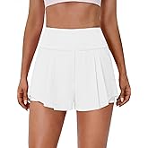 BMJL Womens 2 in 1 Running Shorts High Waisted Athletic Workout Flowy Tennis Skort with Pocket