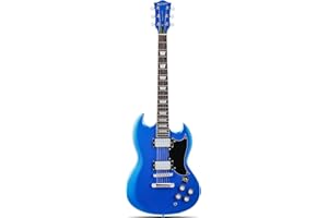 Leo Jaymz 39 Inch Solid Body Electric Guitar - Poplar Wood Body，Maple Neck and Laurel Wood Fretboard (Navy Blue)