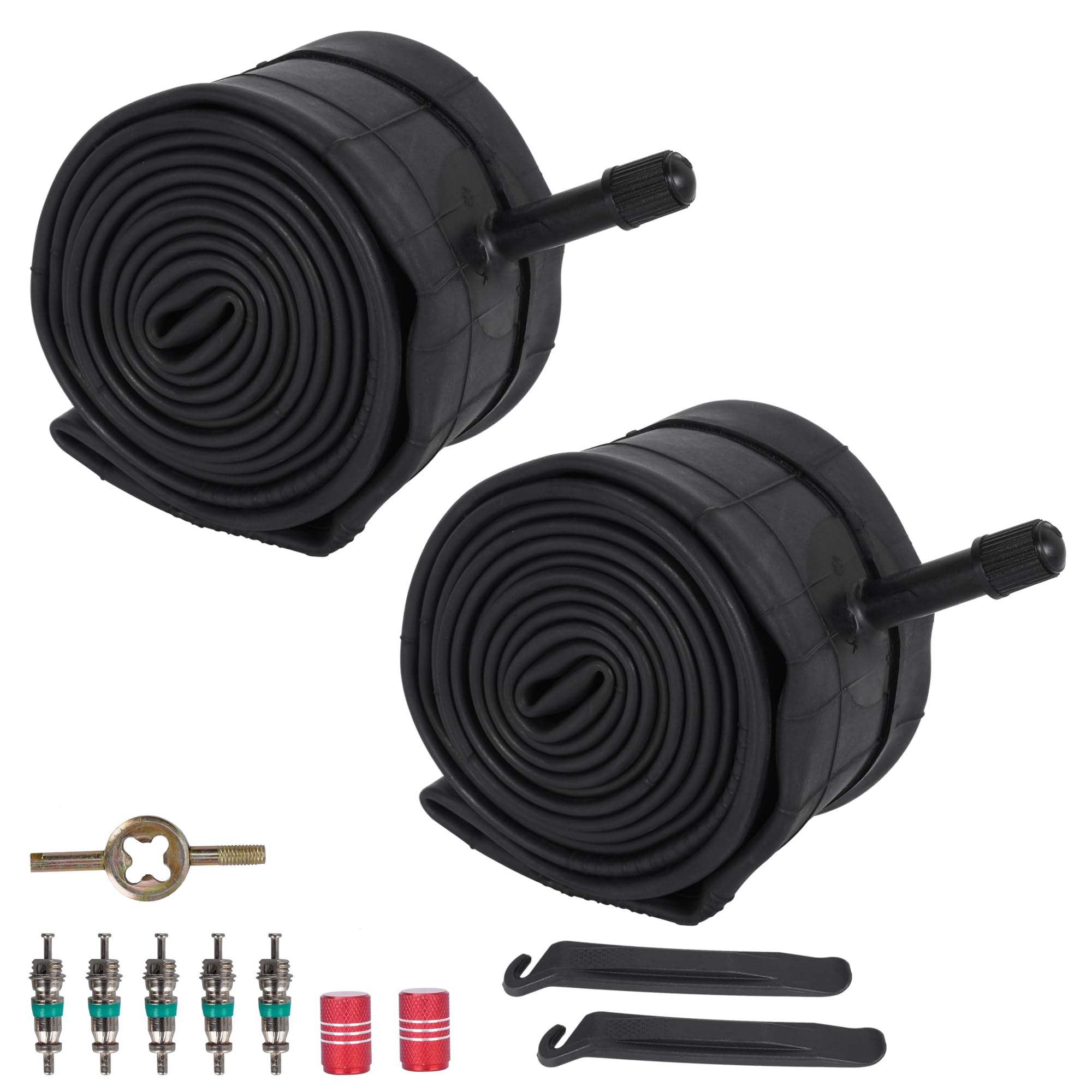 Photo 1 of RUTU 24 inch Bike Tube 24x2.125/2.40 Bike Tube AV32mm Schrader Valve Compatible with 24x2.10 24x2.125 24x2.20 24x2.30 24x2.40 Bike Tires 2 Pack
