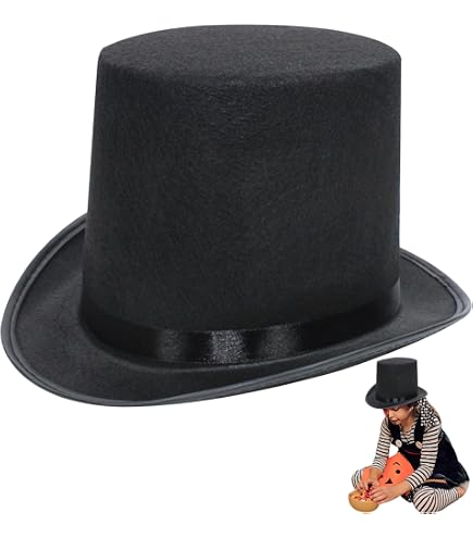 Sombrero De Copa Negro De Fieltro Para Niños | Disfraz De Mago Para Halloween, Cosplay Y Espectáculos