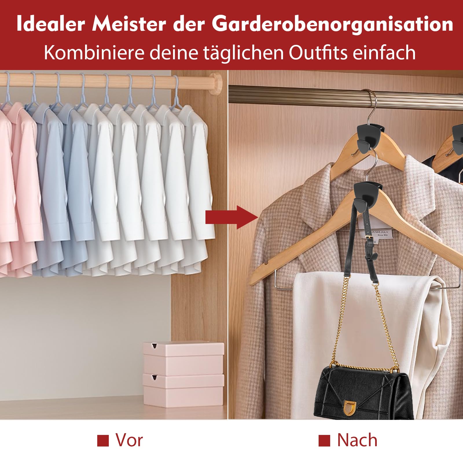 Latoxcaa Kleiderbügel Platzsparend 20 Stück - Schwerlast Organizer bis 20KG | Stabile platzsparende Kleiderbügel zur Kleider-Aufbewahrung | Schwarz 5