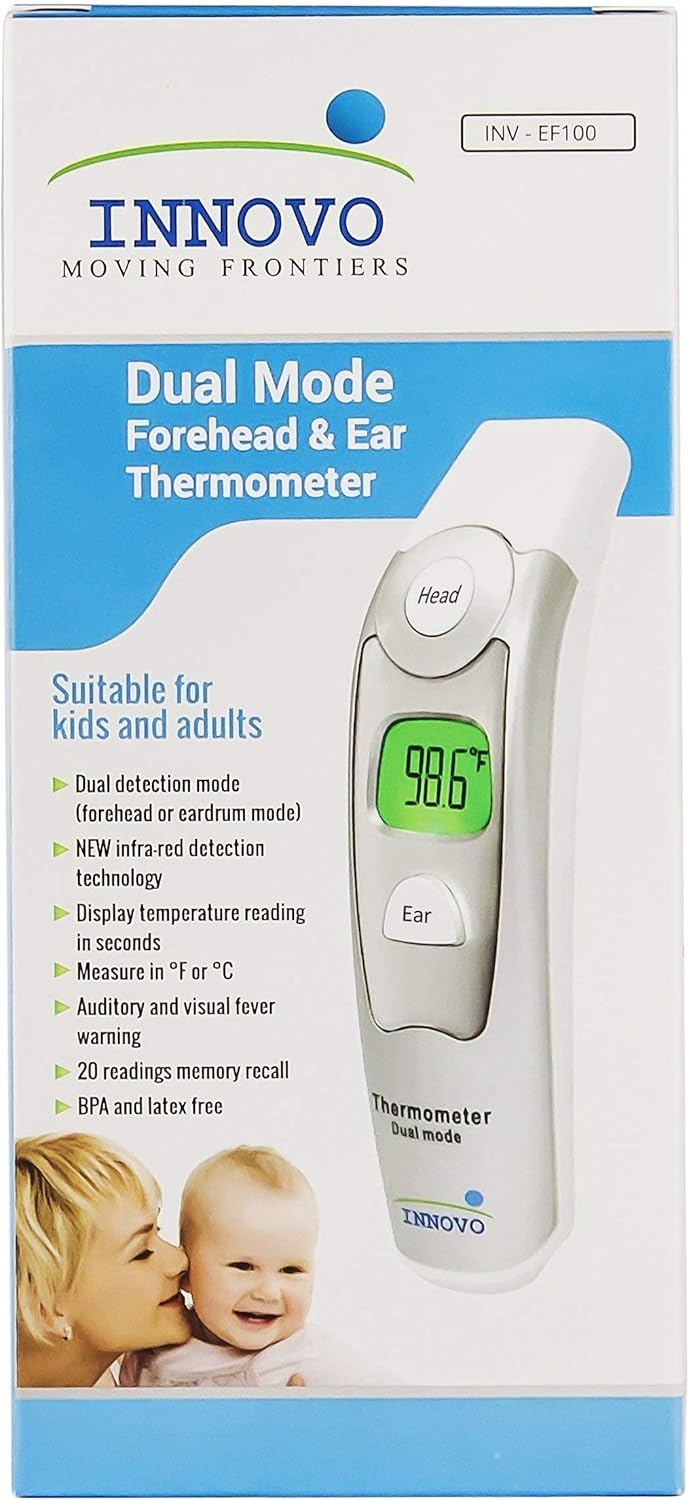 Innovo iP900AP Fingertip Pulse Oximeter and Forehead and Ear Thermometer Bundle: Health & Personal Care