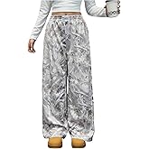 RoseSeek Girl's Camo Graphic Sweatpants Elastic Waisted Wide Leg Pants Athletic Pants