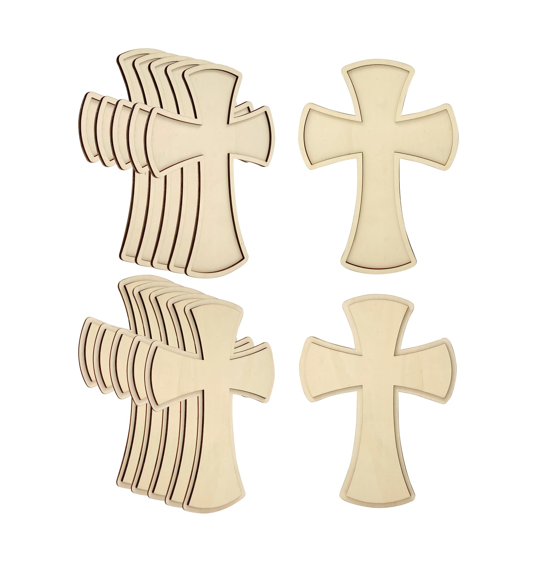 Photo 1 of 12 Pack 12 Inch Wooden Unfinished Cross Dome Shaped Blank Wood Cross Layered Cross Framed Cross for DIY Crafts