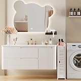 Dripex 4 Tier Narrow Floor Cabinet White PVC Slim 18W x 20D x 80H cm view 9