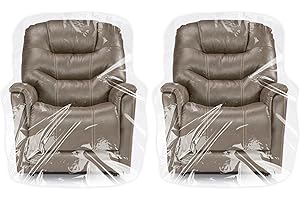 TRINKA 2 PCS Plastic Furniture Covers for Storage, 4 MIL Thick Heavy Duty Dust-proof Moving Bags, 65 x 43 x 35 Inches Extra Large Waterproof & Clear Chair Cover Protectors for Armchairs and Recliners