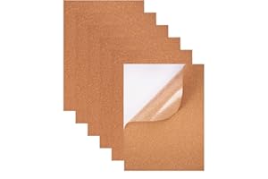BENECREAT 8 Pack Self-Adhesive Cork Sheets, 1mm Thick A4 Rectangle Insulation Cork Backing Sheets for Coaster, Wall Decoratio