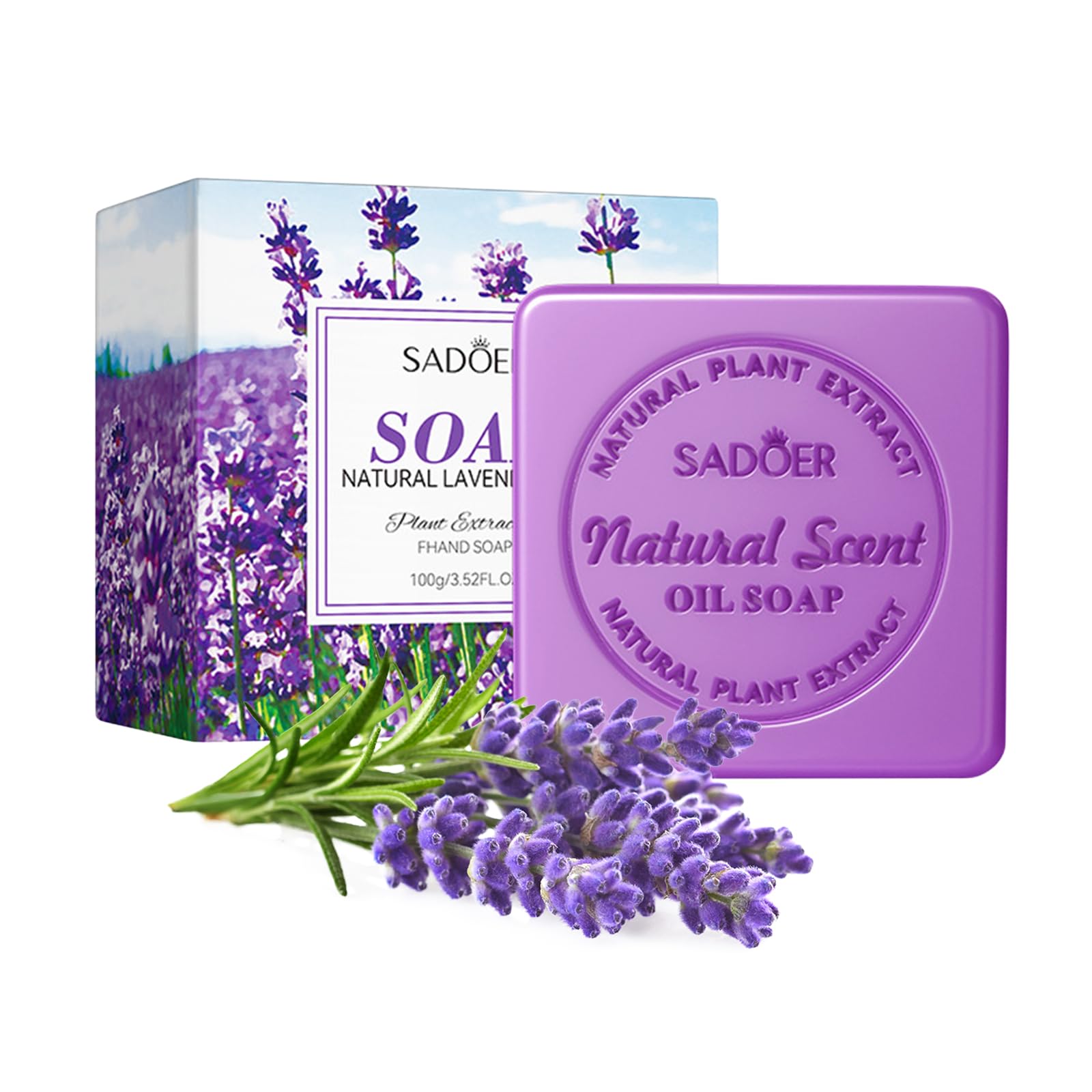 Lavender Soap Bar, Natural Soap Bars with Essential Oils, 2 PCS Moisturising Solid Hand Soap 100g, Handmade Soap for Bathing, Washing for Hair, Face, Body
